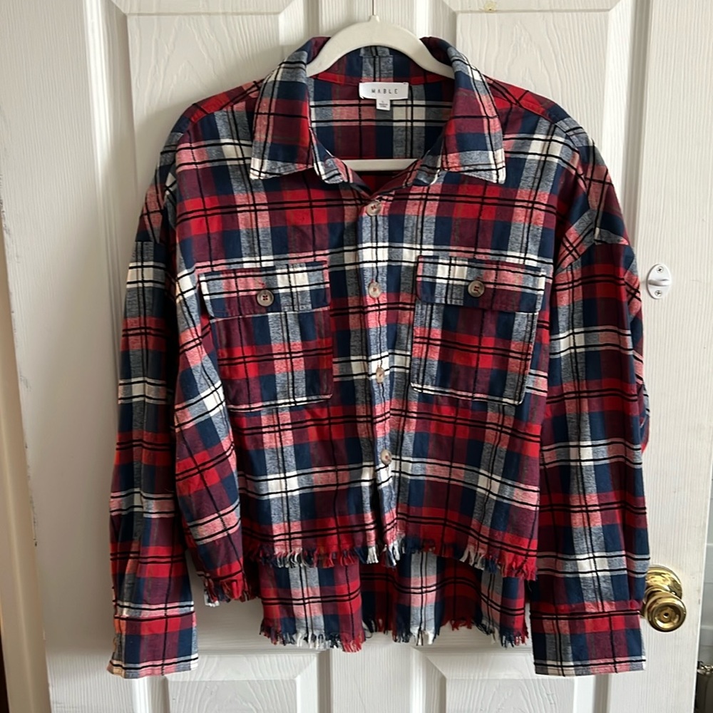 Plaid Cropped Button Up